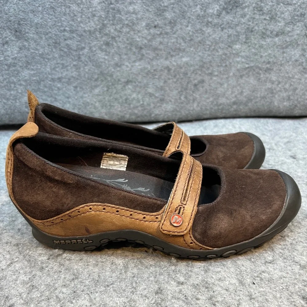 Merrell Brown‎ Suede Leather Accent Mary Jane Comfort Shoes Outfoors Women's  8
